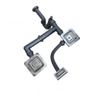 KARE SÜZGEÇLİ 1,5 GÖZ EVYE SİFON TAKIMI