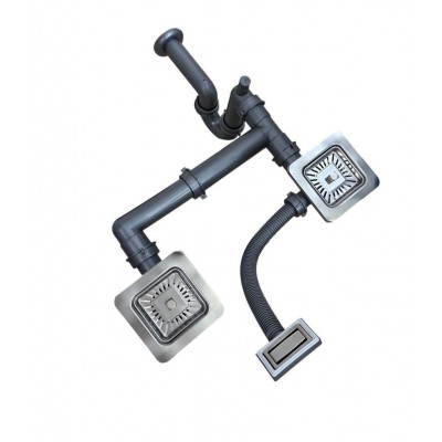 KARE SÜZGEÇLİ 1,5 GÖZ EVYE SİFON TAKIMI