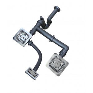 KARE SÜZGEÇLİ 1,5 GÖZ EVYE SİFON TAKIMI