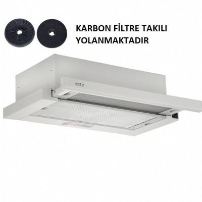 ESTY ÇİFT MOTOR BEYAZ ASPİRATÖR+KARBON FİLTRE BACASIZ KULLANIM