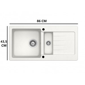 TEKA TE GRANİT BEYAZ EVYE KEA 60 BTG KISA 1,5 GÖZ 86X43,5 ÖLÇÜ